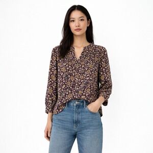 ba&sh Women Purple Floral Paisley Blouse 2 Boho French Romantic Boho Cottagecore